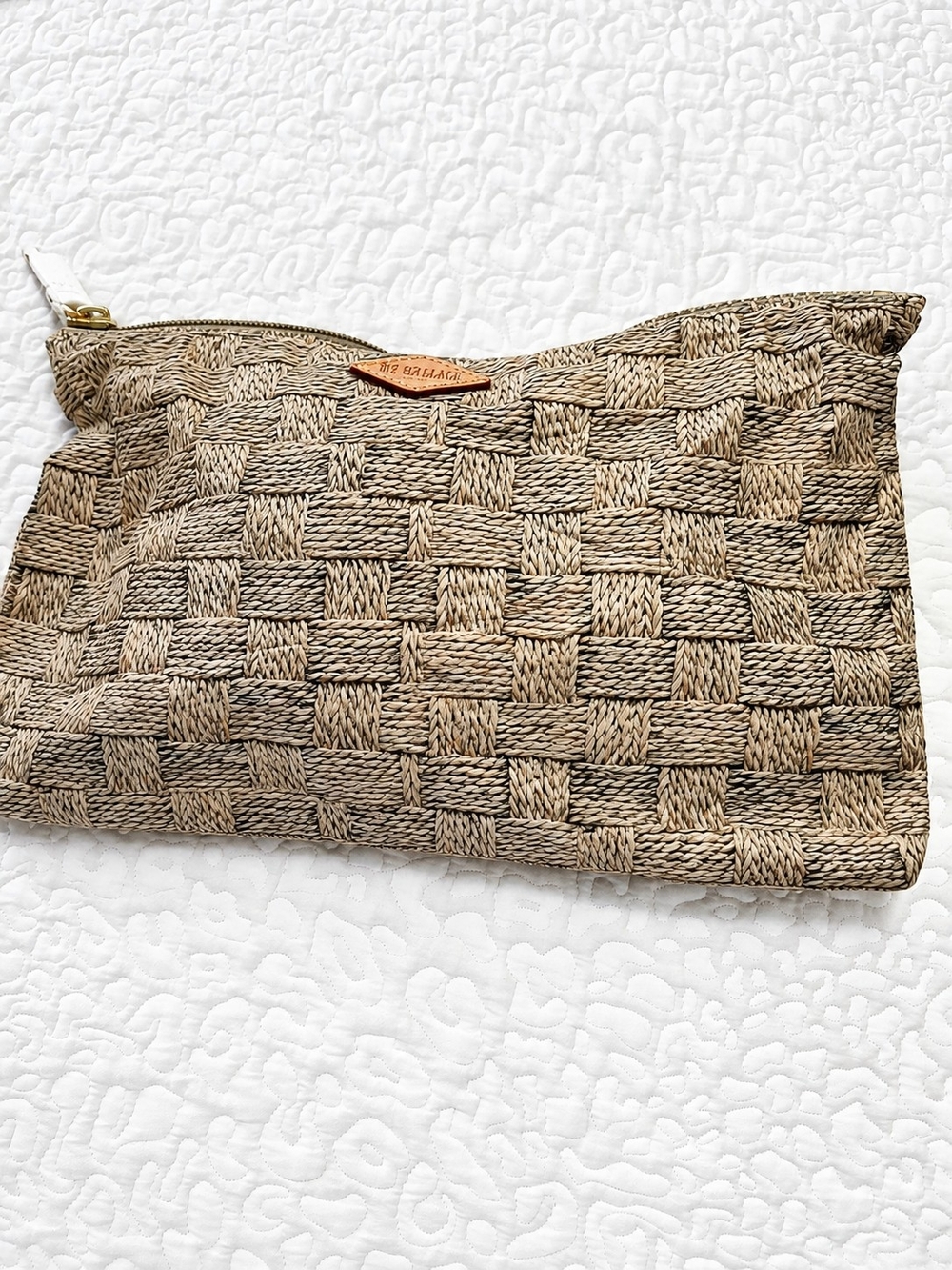 MZ Wallace Jute Pattern Nylon Pouch - Beige New